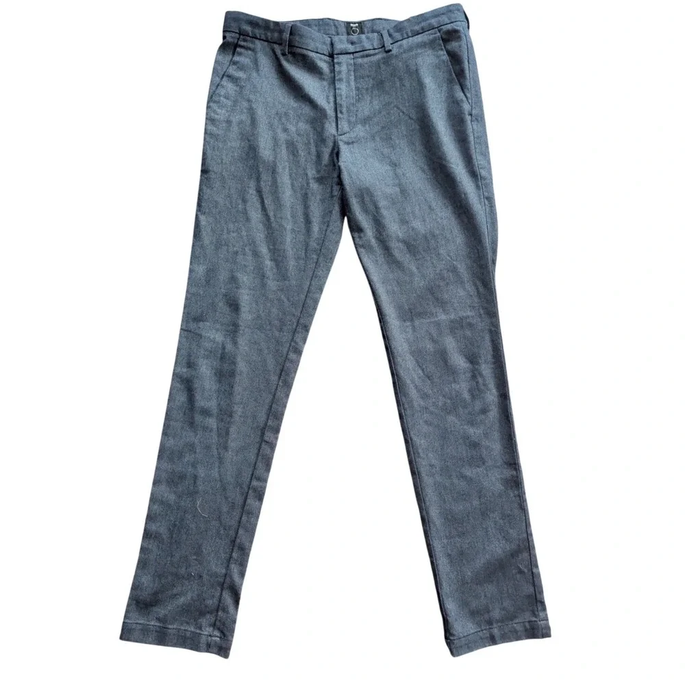 $190‎ BOSS Hugo Boss Slim Fit Mens Dress Pants Navy Blue Textured Trousers 34x32